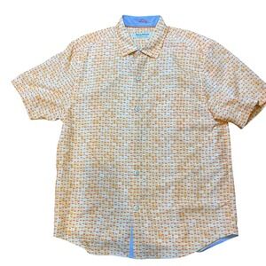 Tommy Bahama The Coconut Point Mens Medium Orange‎ Short Sleeve Button Up Shirt